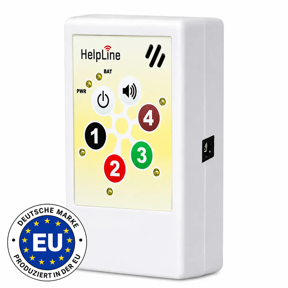 HELPLINE Hausnotruf-Set Mobil für Zwei mit Empfänger 2.0,  Armband- und Umhängesender