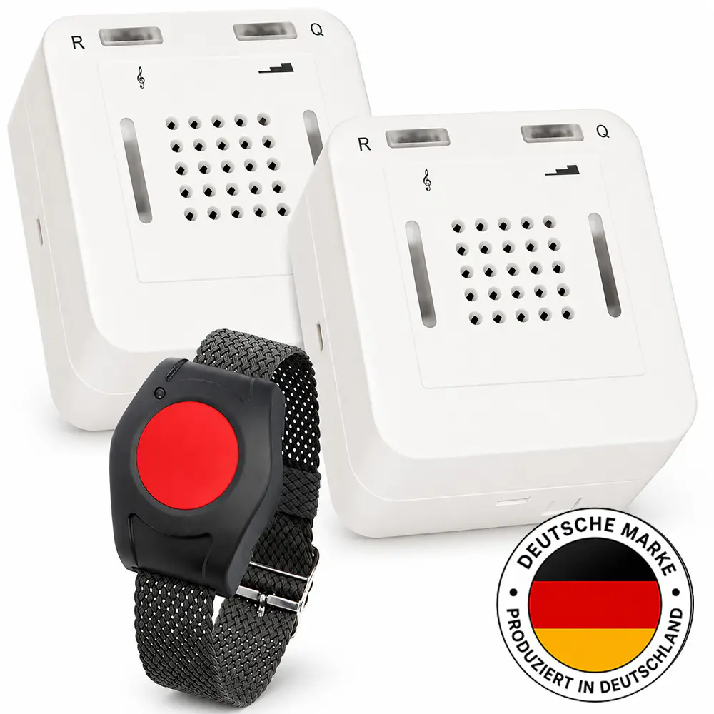 ELDAT Sicherheitspaket 5 - Hausnotruf mit Armbandsender und 2 Empfängern mit Quittierung