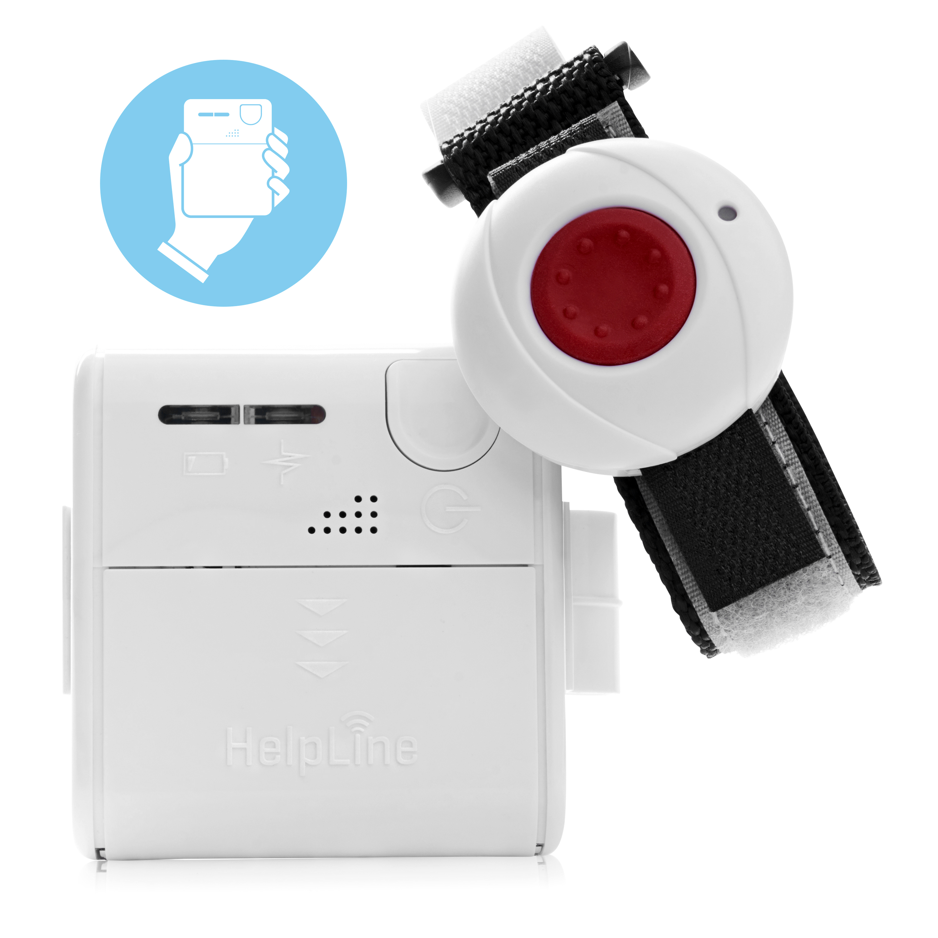 HELPLINE Mini: Mobiler Hausnotruf mit Armbandsender und Ladesystem