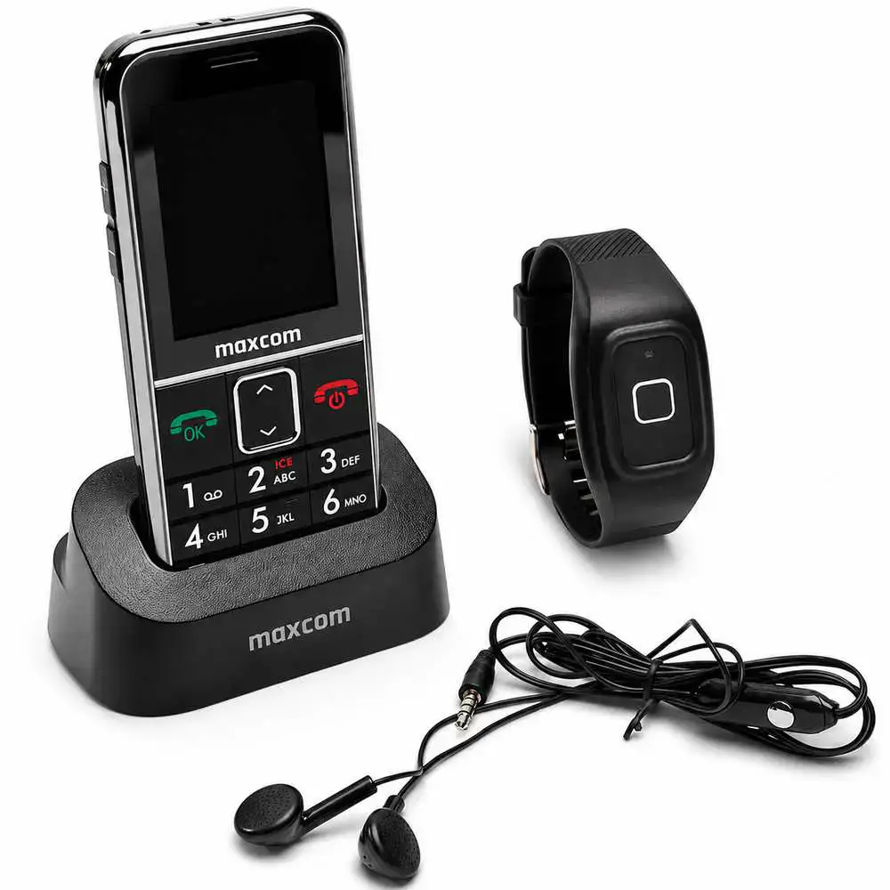 MAXCOM Seniorenhandy mit Notrufarmband HELPLINE Edition