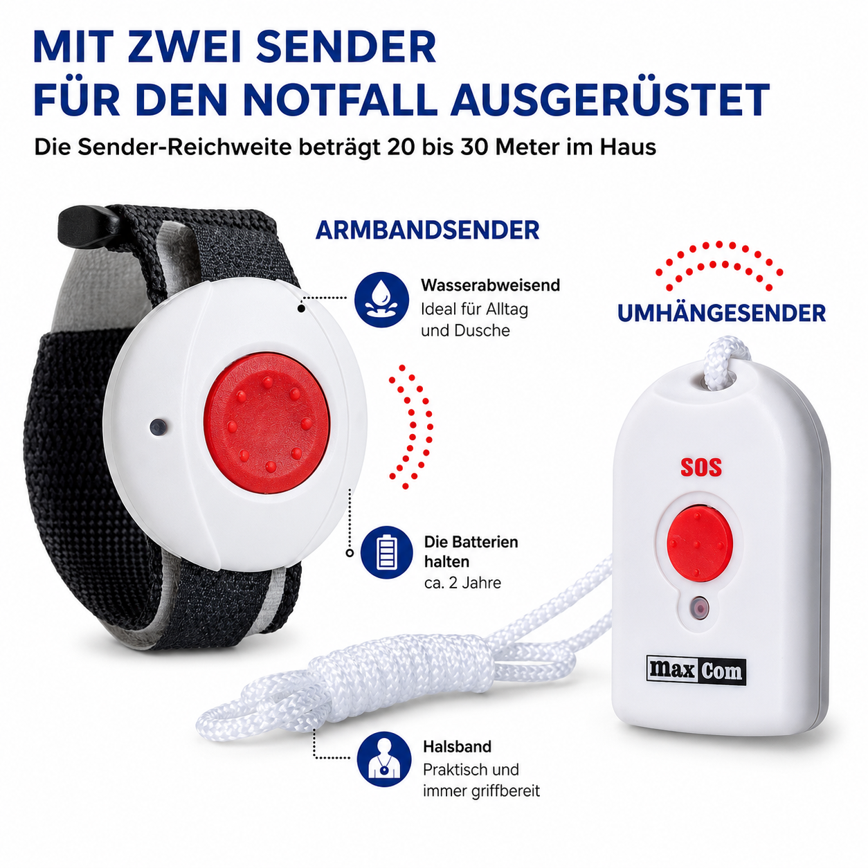 MAXCOM KXT SOS 481 Seniorentelefon-Set – inkl. 2 Umhängesender