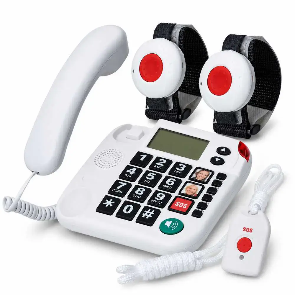 MAXCOM KXT SOS 481 Seniorentelefon-Set – inkl. 1 Umhänge- und 2 Armbandsender