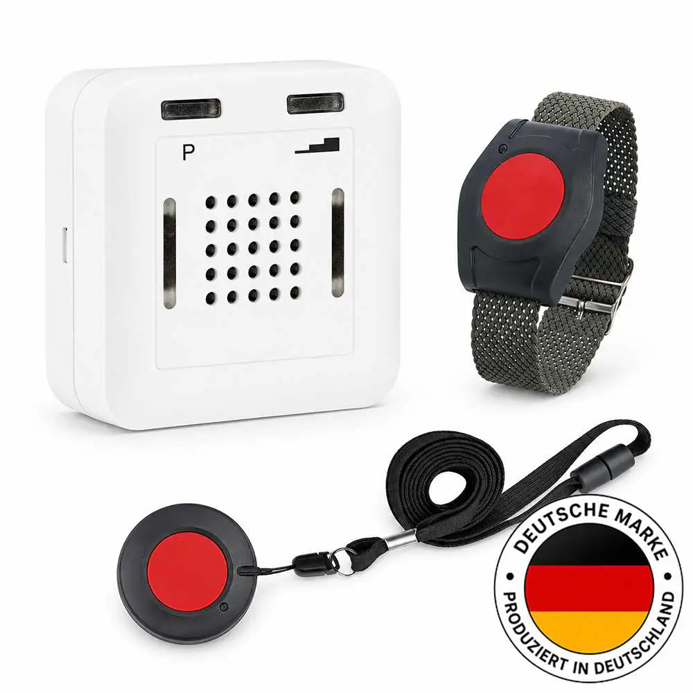 ELDAT Hausnotruf-Set für Zwei mit Hals- und Armbandsender