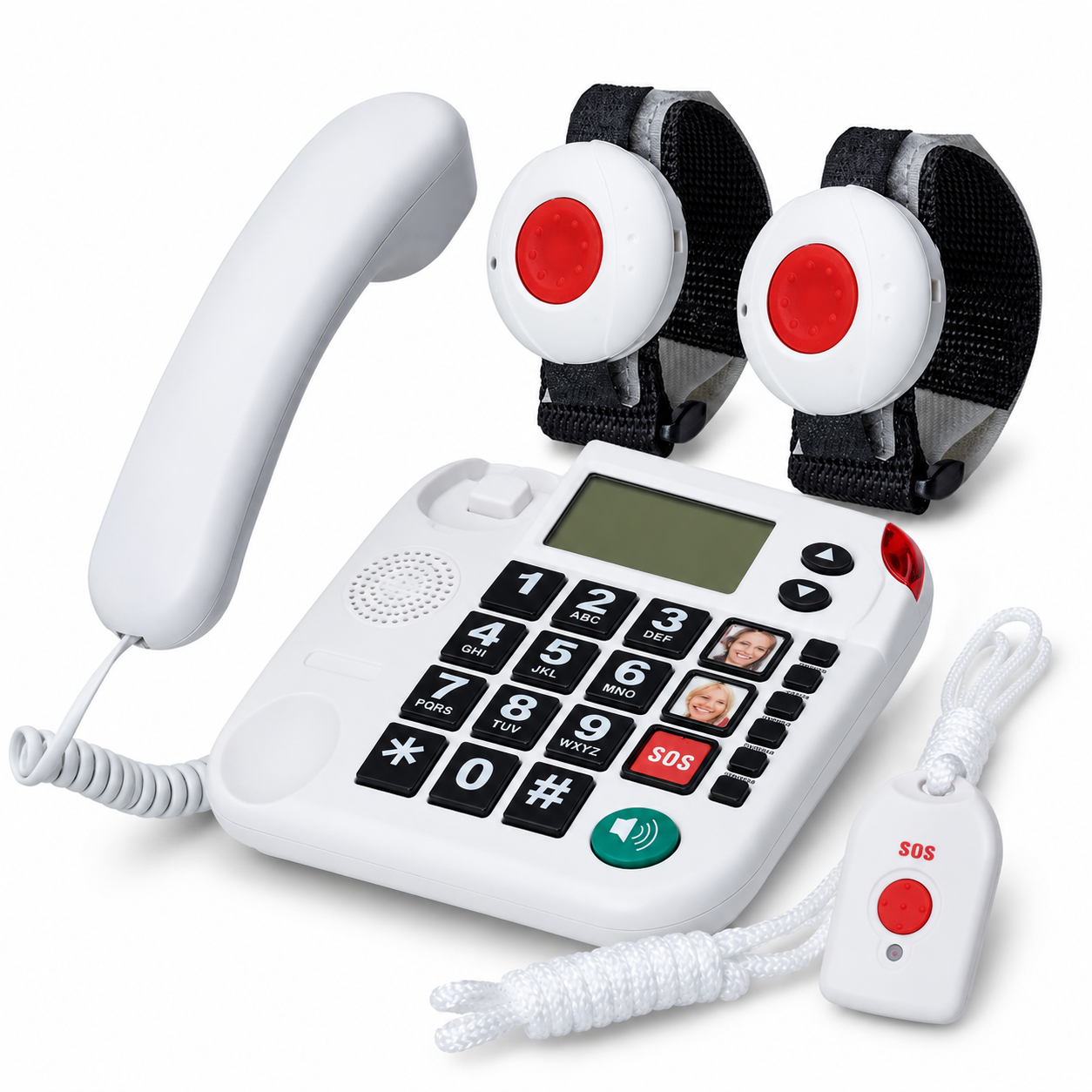 MAXCOM KXT SOS 481 Seniorentelefon-Set – inkl. 1 Umhänge- und 2 Armbandsender