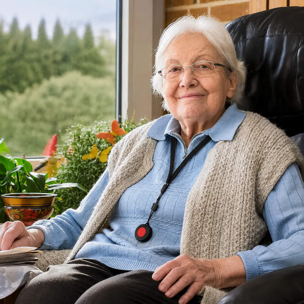 Seniorin mit ELDAT Halsbandsender