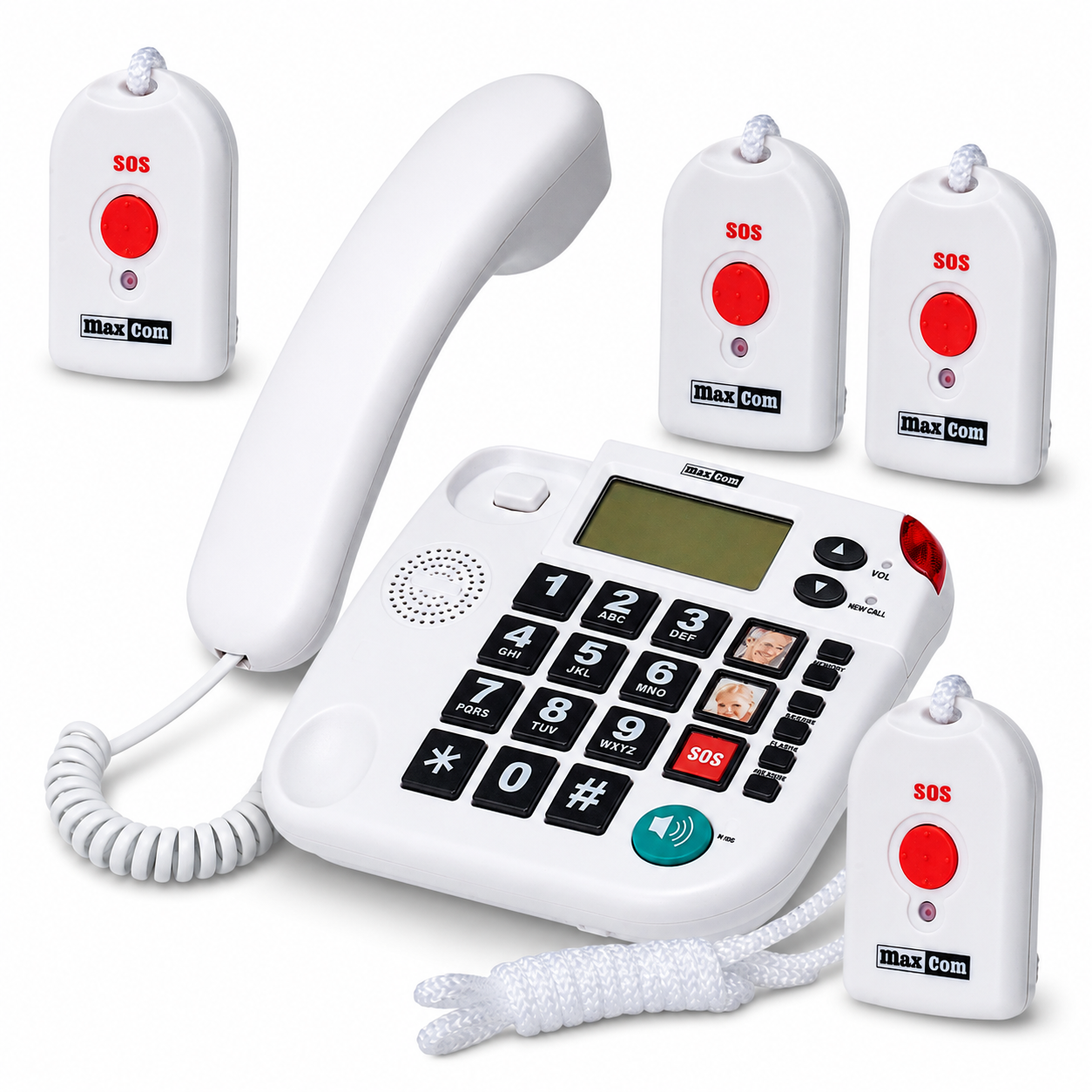 MAXCOM KXT SOS 481 Seniorentelefon-Set – inkl. 4 Umhängesender